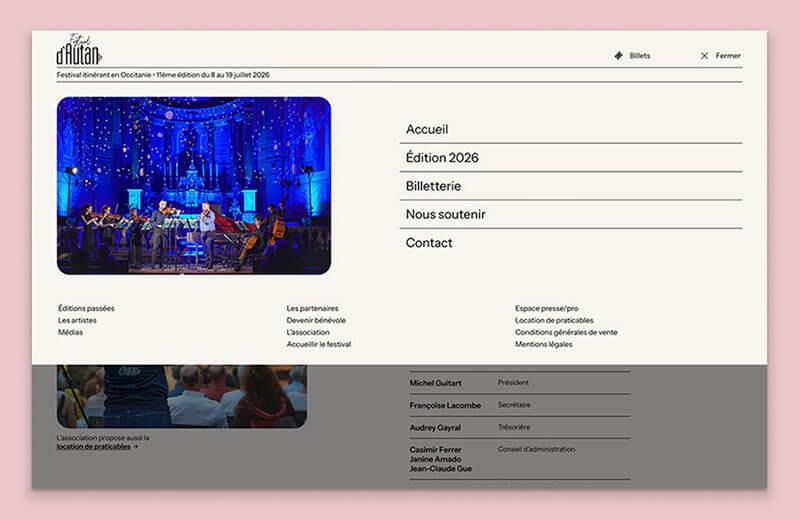 Capture d’écran du site web du Festival d’Autan