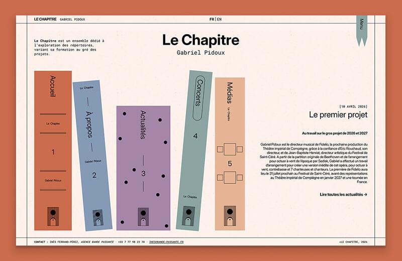 Capture d’écran du site web de l'ensemble Le Chapitre