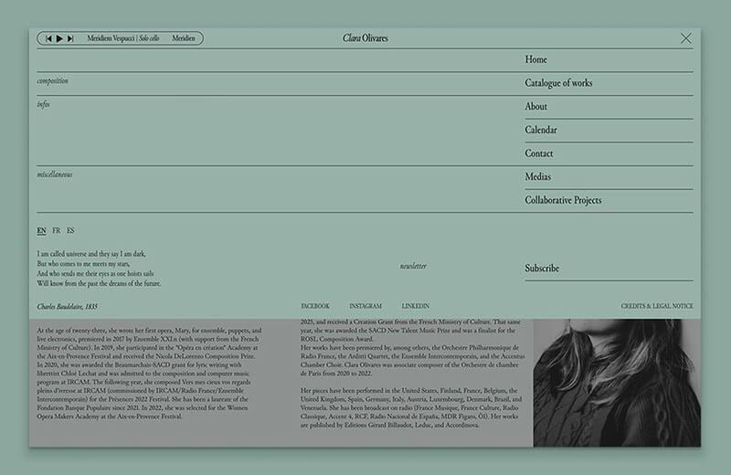 Visuel de site internet de Clara Olivares