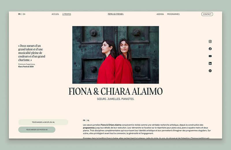 Capture d’écran du site web de Fiona & Chiara Alaimo