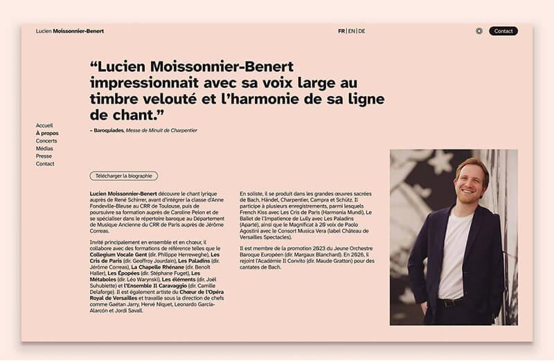 Capture d’écran du site web de Lucien Moissonnier-Benert