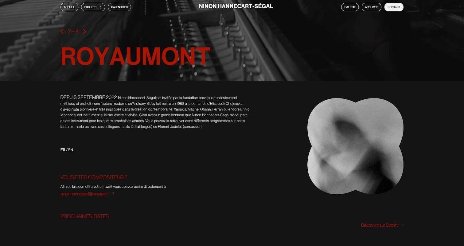 Visuel du site de Ninon Hannecart-Ségal