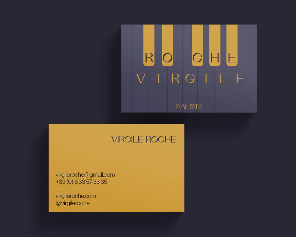 Business cards of Virgile Roche